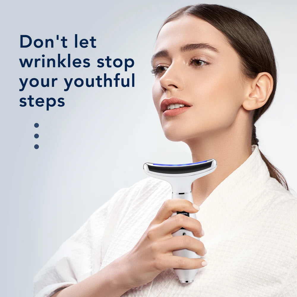 Hot Ice Compress Face Neck Beauty Device EMS Microcurrent Lifting Firming Machine Anti Wrinkle Thin Double Chin Facial Massager