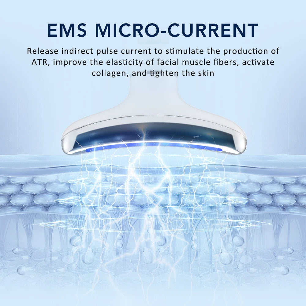 Hot Ice Compress Face Neck Beauty Device EMS Microcurrent Lifting Firming Machine Anti Wrinkle Thin Double Chin Facial Massager