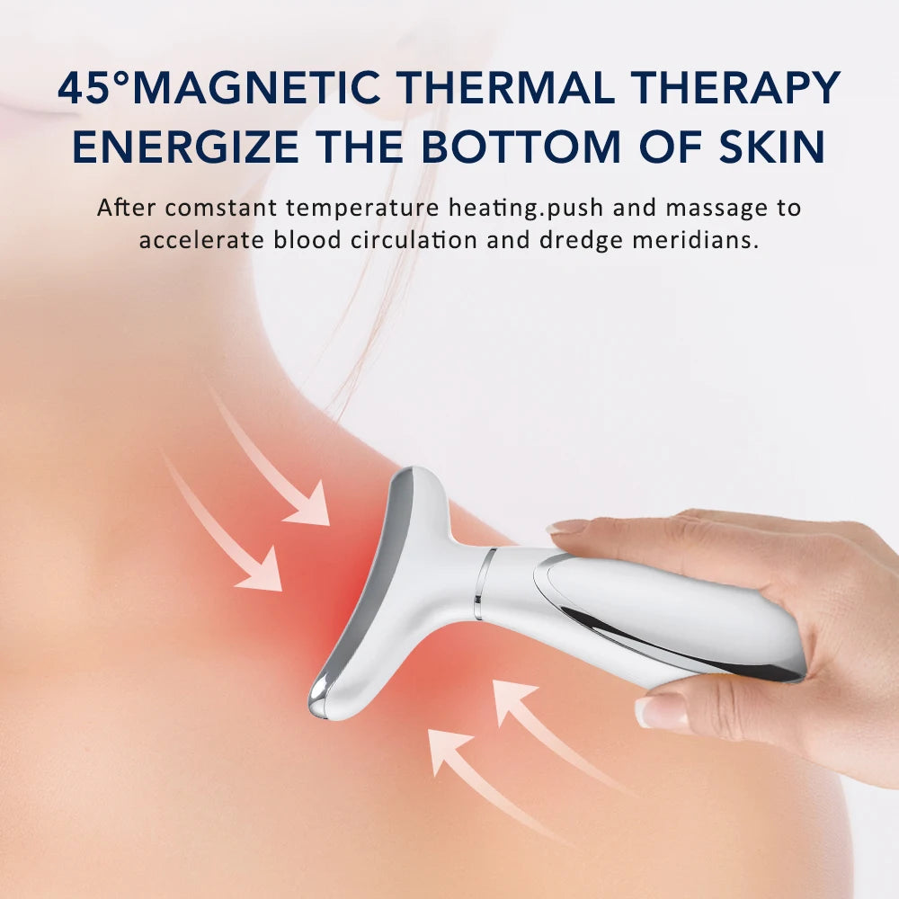 Hot Ice Compress Face Neck Beauty Device EMS Microcurrent Lifting Firming Machine Anti Wrinkle Thin Double Chin Facial Massager